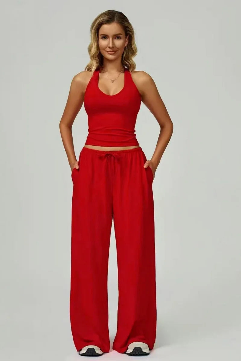Conjunto 2 Peças Top Cropped + Calças Largas