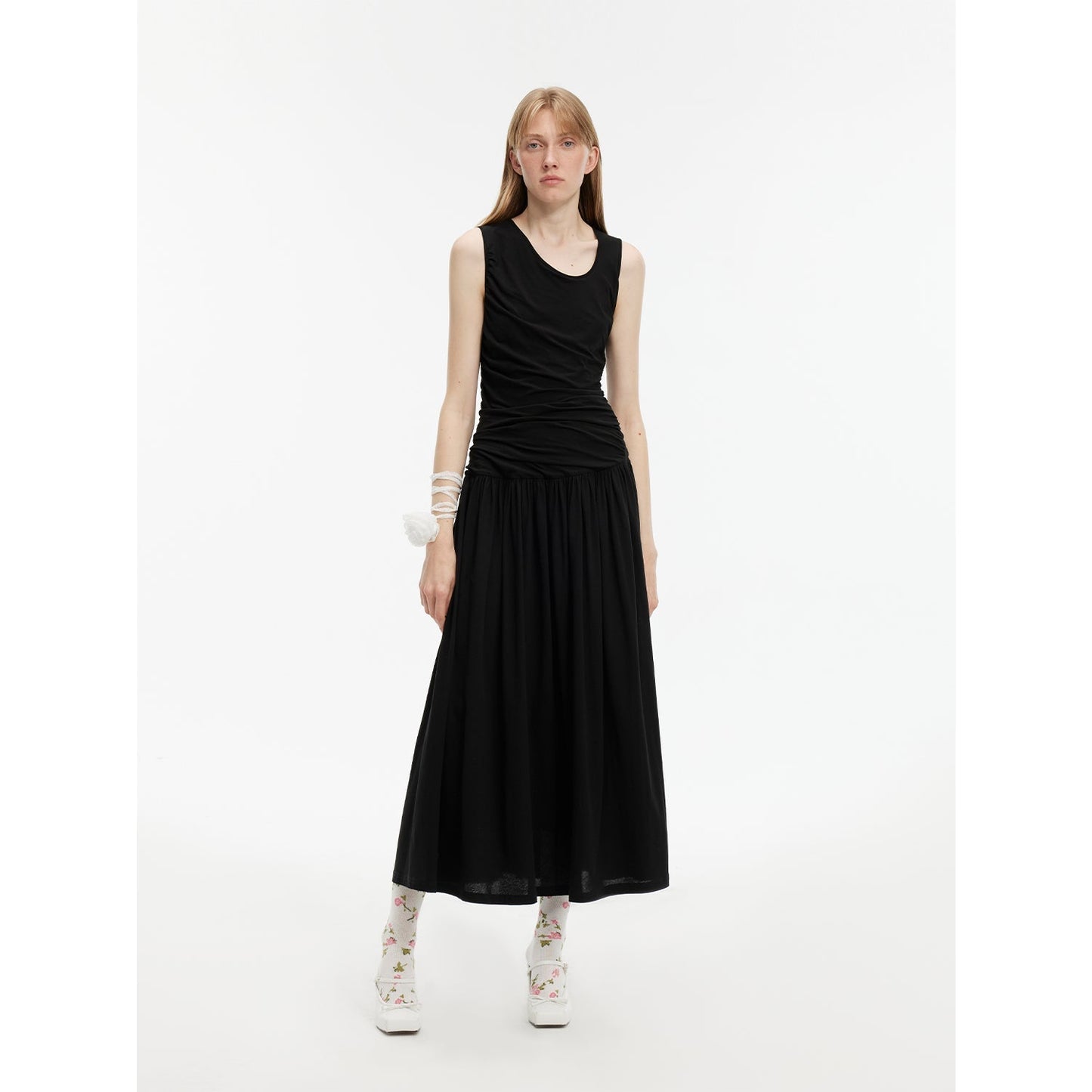 Vestido Saia Plissada Algodão Mercerizado