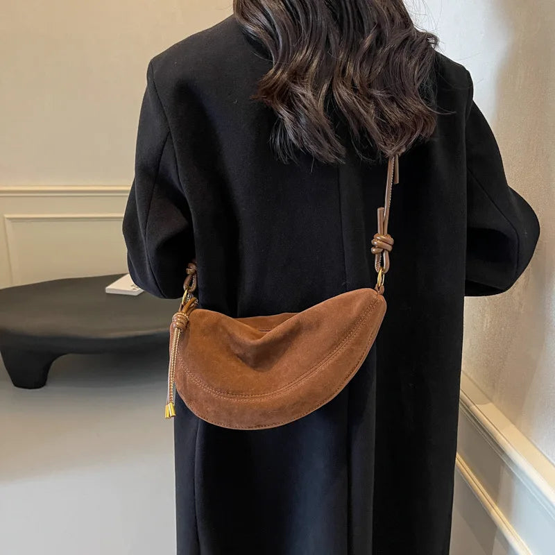 Mala de Ombro Faux Suede