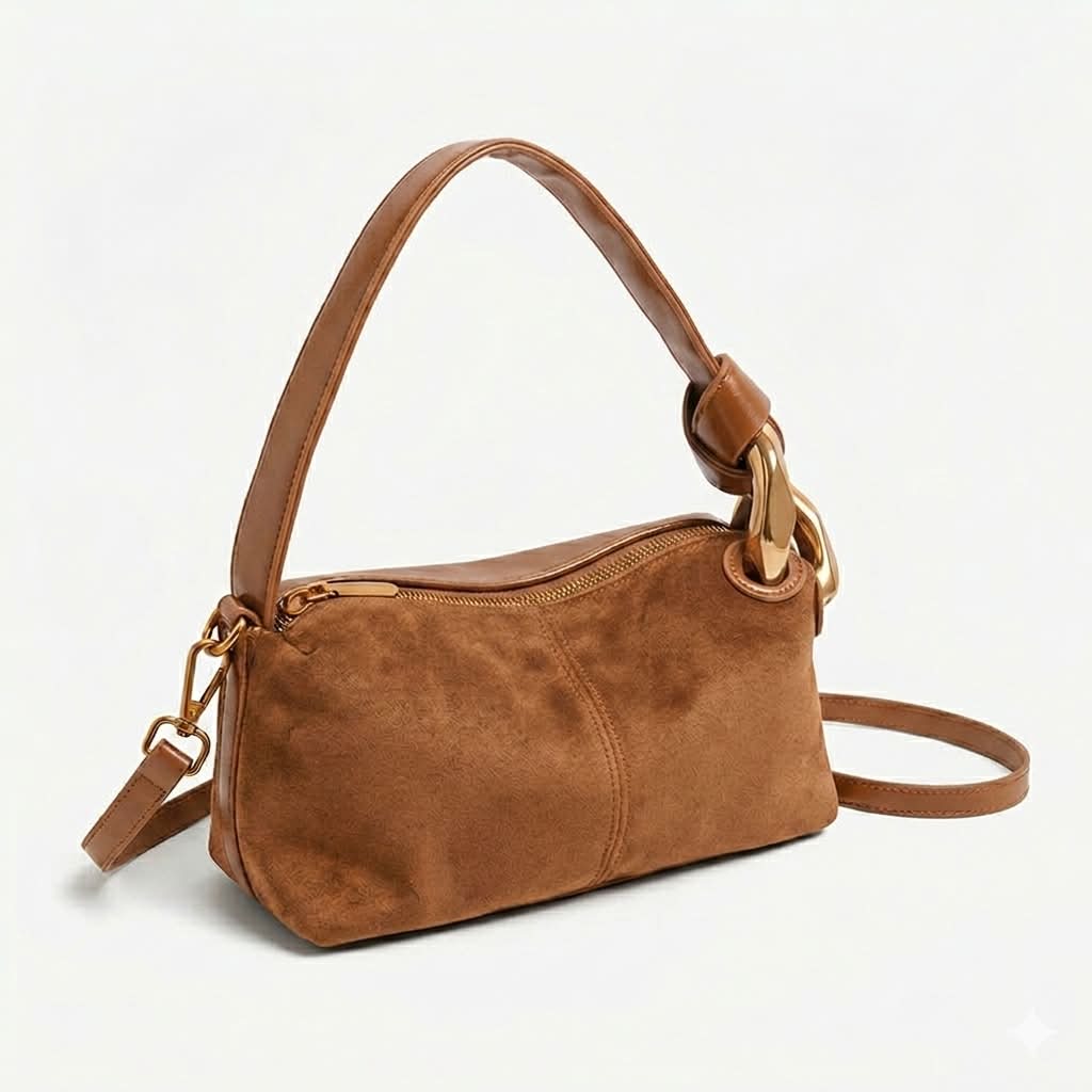 Mala Crossbody Pequena em Camurça