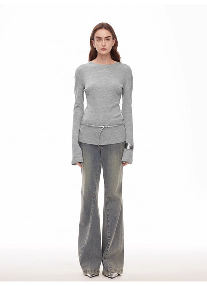 Calças Flare Denim de Cintura Média