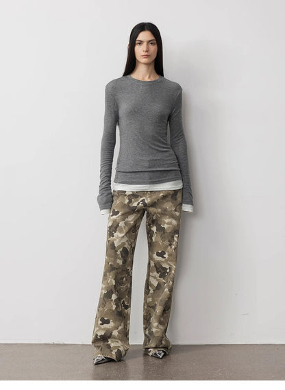 Calças Jeans Camuflagem Washed