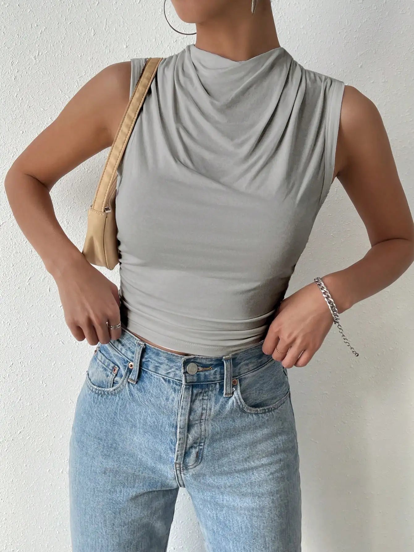 Top Plissado Gola Cowl