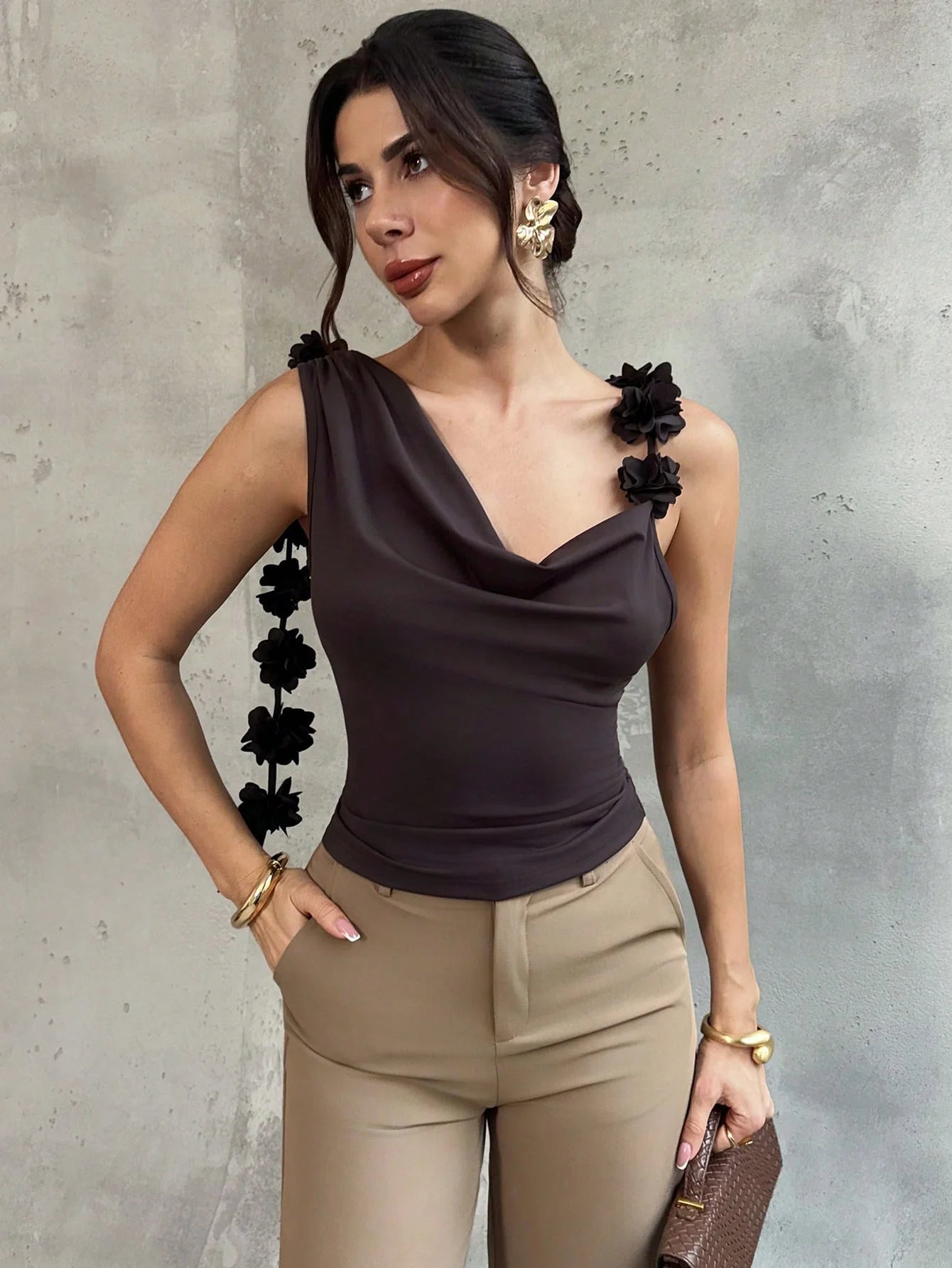 Top Elegante Decote Cowl