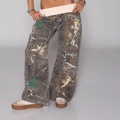 Calças Jeans Baggy Y2K Cintura Média
