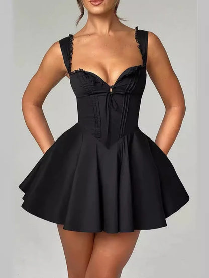 Vestido de Festa Mini Linha A | Corpete Sem Mangas para Ocasiões Especiais