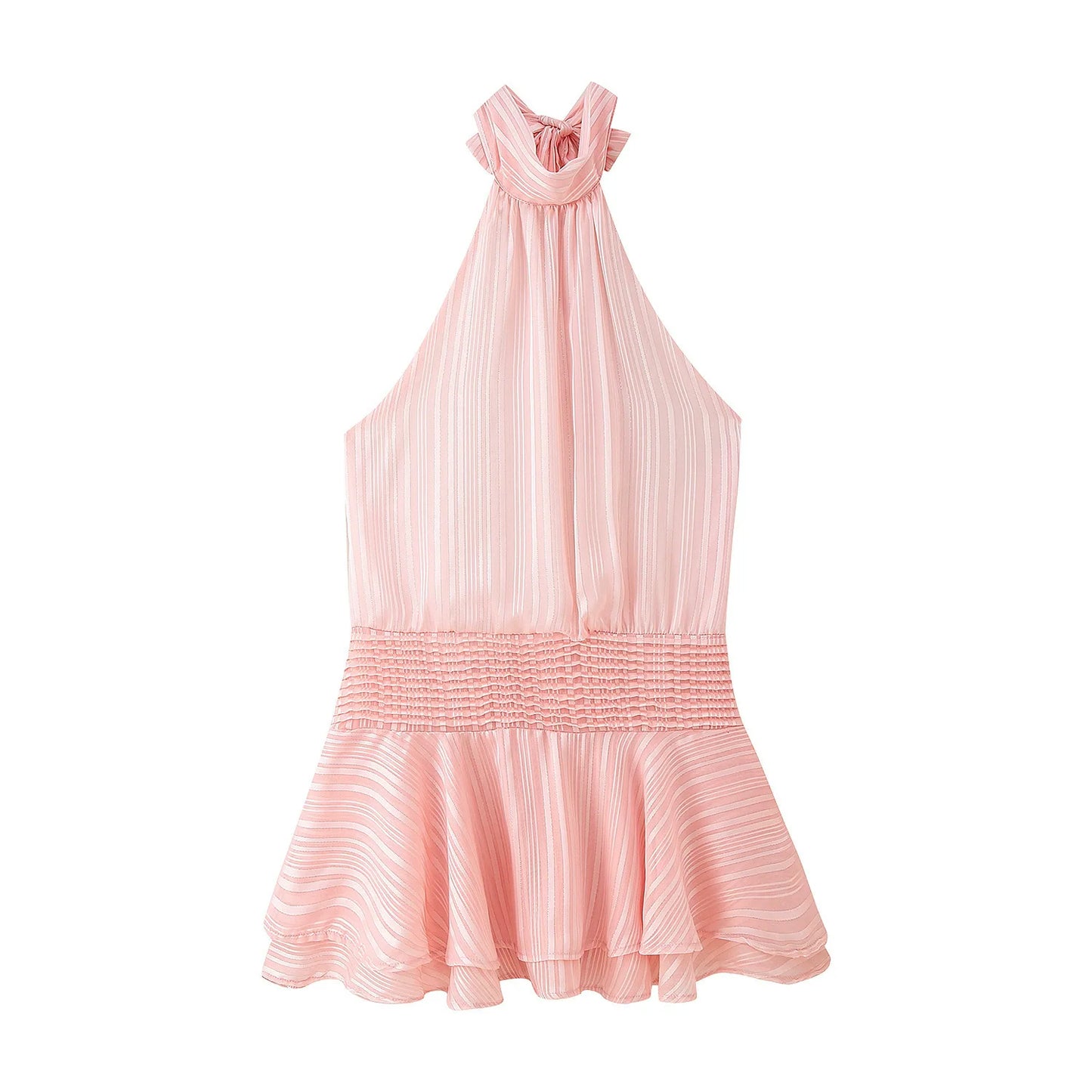 Vestido Mini Chiffon Halter com Costas Abertas