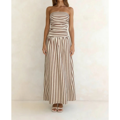 Vestido Maxi Sem Alças Estilo Vintage