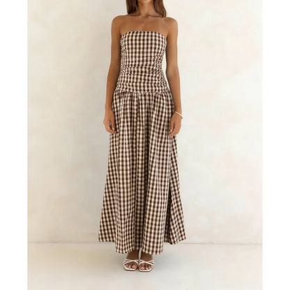 Vestido Maxi Sem Alças Estilo Vintage