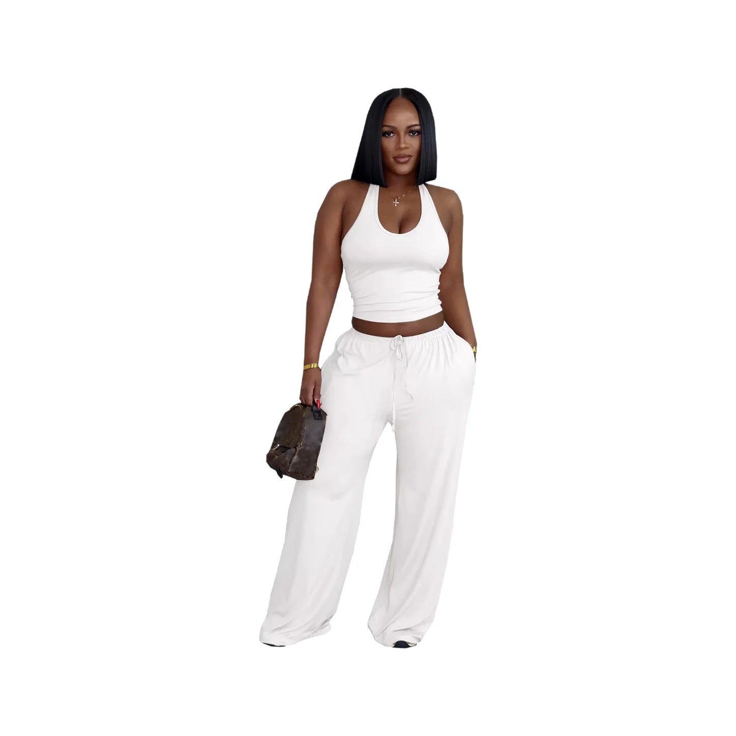 Conjunto 2 Peças Halter + Calças Perna Larga