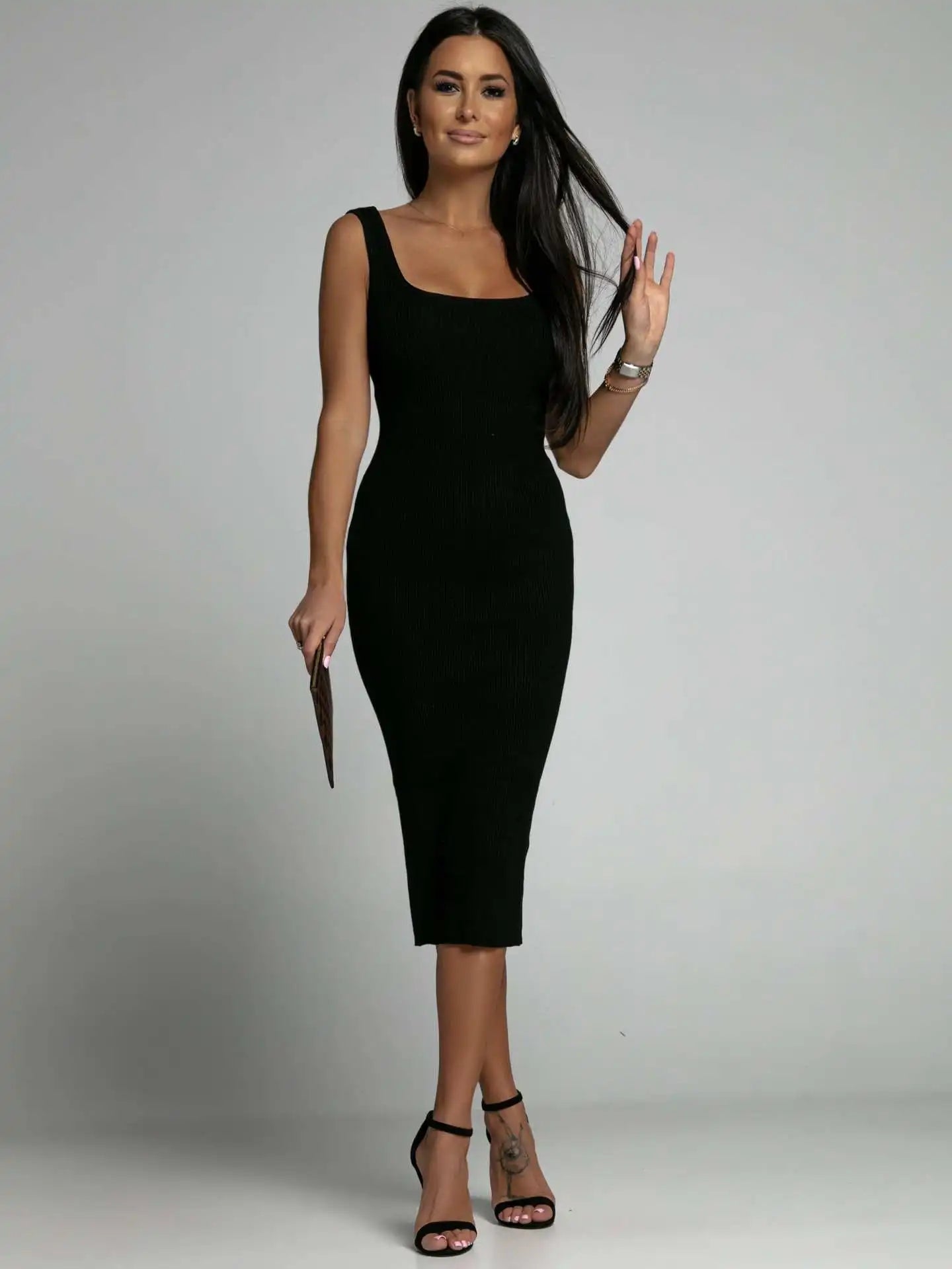 Vestido Midi Canelado Bandage
