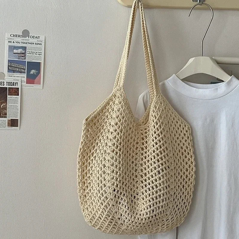 Mala de Ombro em Algodão Tecido à Mão | Grande Capacidade Estilo Boho