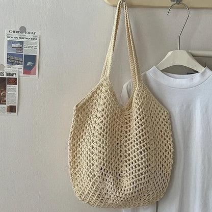 Mala de Ombro em Algodão Tecido à Mão | Grande Capacidade Estilo Boho