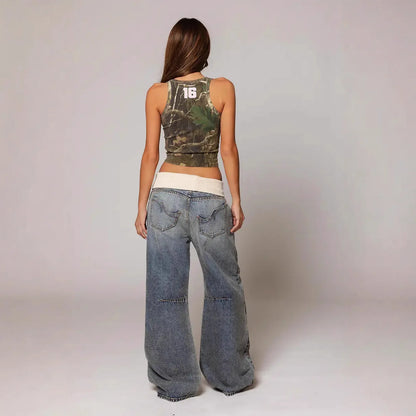 Calças Jeans Baggy Y2K Cintura Média