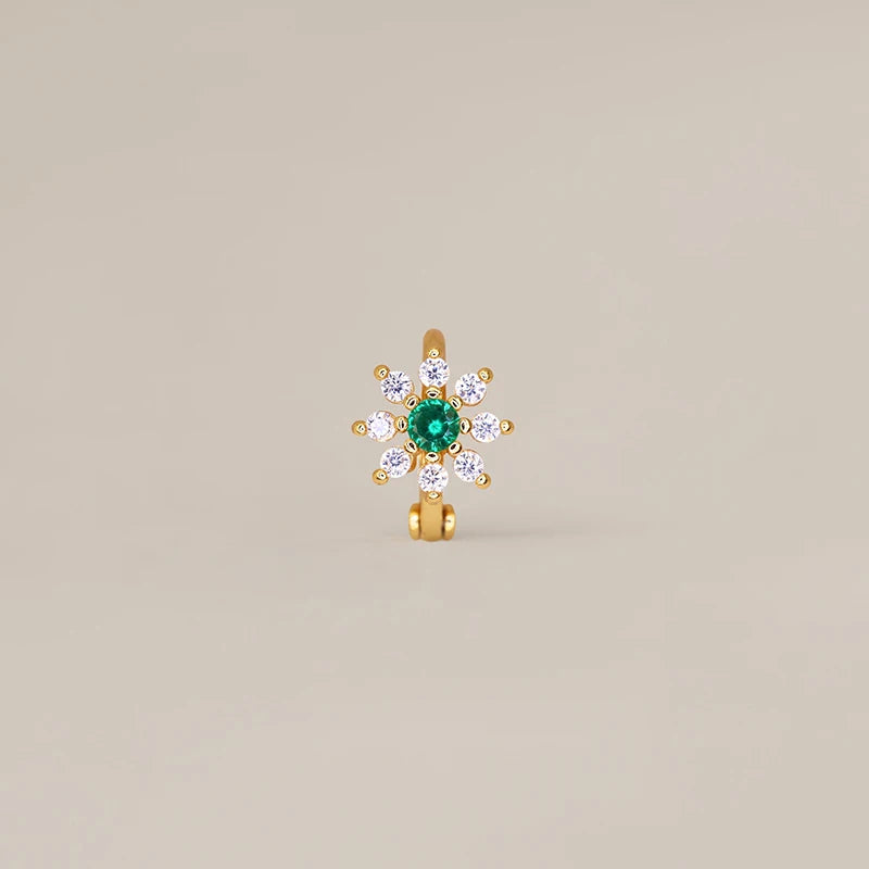 Brinco Flor Zircónia em Aço Inoxidável