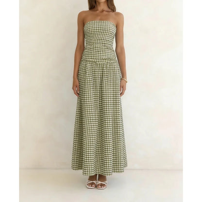 Vestido Maxi Sem Alças Estilo Vintage