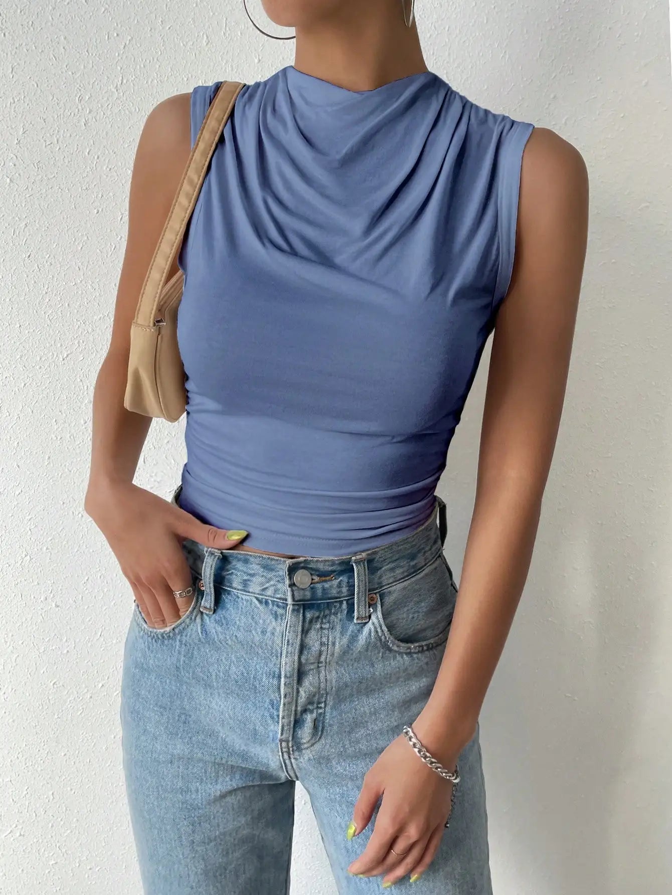 Top Plissado Gola Cowl