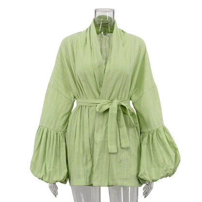 Conjunto 2 Peças Cardigan Manga Balão + Calções