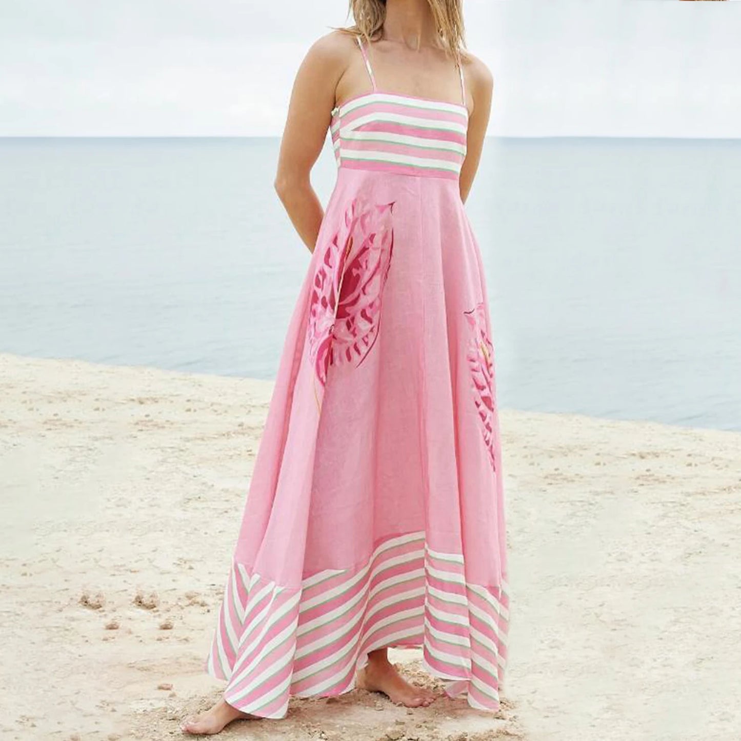 Vestido de Verão Estampado com Alças Fina