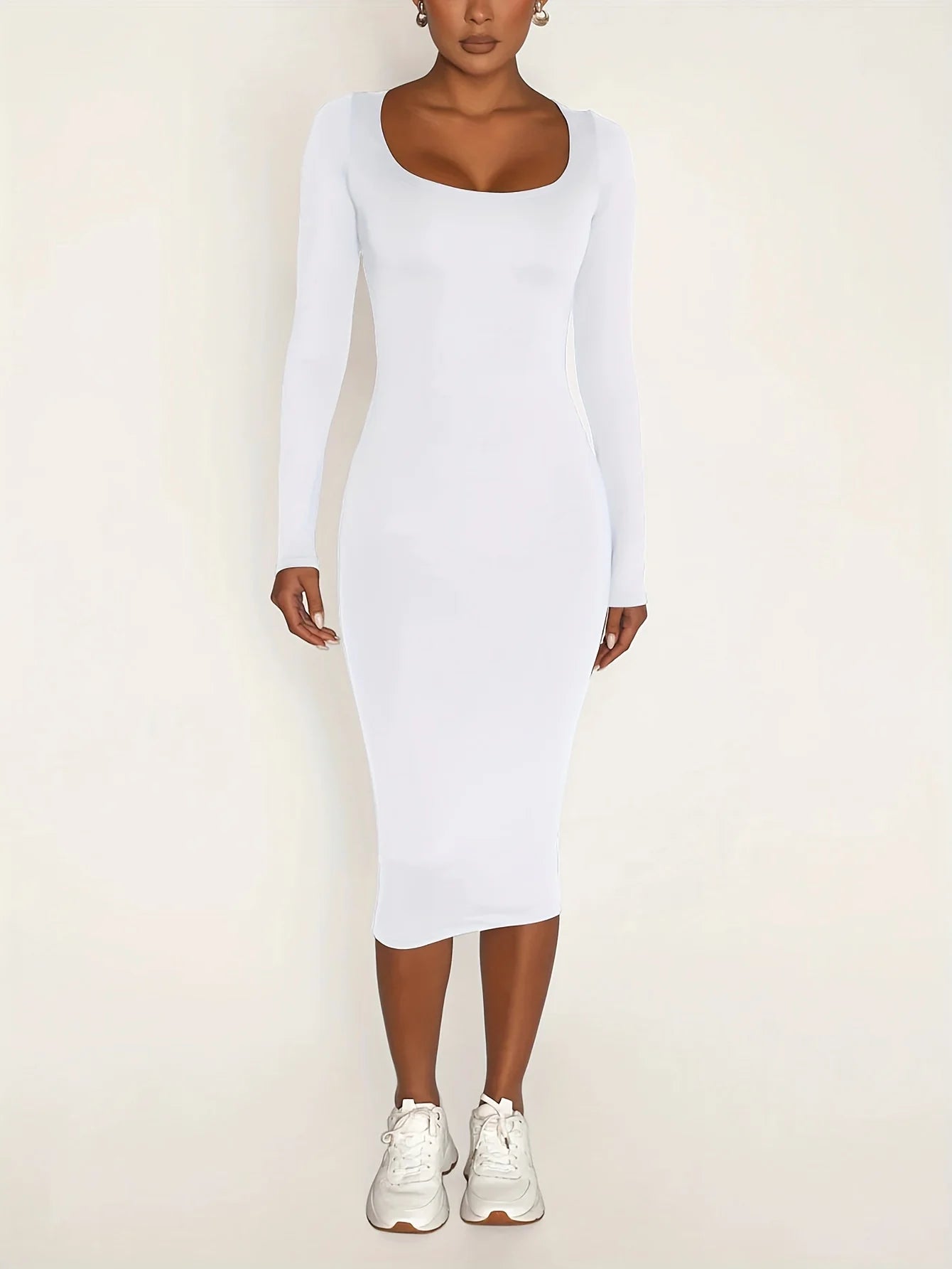 Vestido Midi Bodycon Manga Comprida