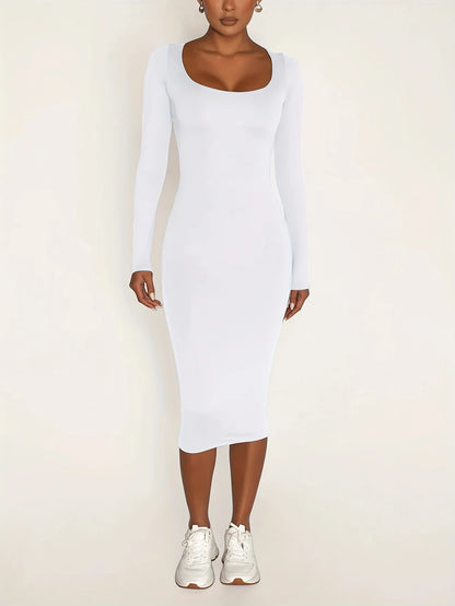 Vestido Midi Bodycon Manga Comprida