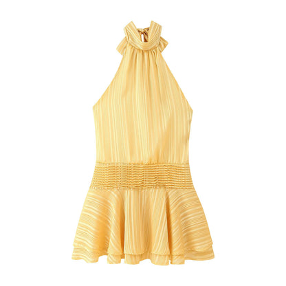 Vestido Mini Chiffon Halter com Costas Abertas