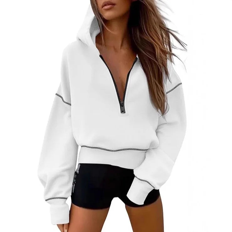 Hoodie Curto com Fecho Zip