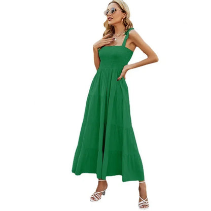 Vestido Midi Canelado com Alças de Laço