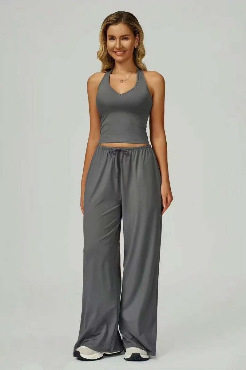 Conjunto 2 Peças Top Cropped + Calças Largas