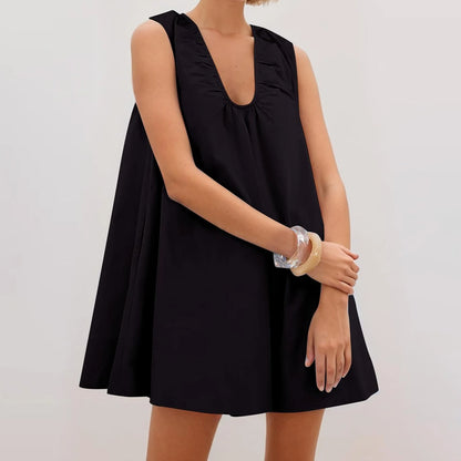 Vestido Mini Babydoll sem Mangas