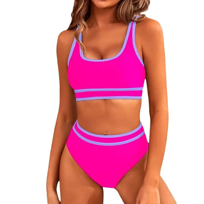 Biquíni Desportivo Cintura Alta Colorblock