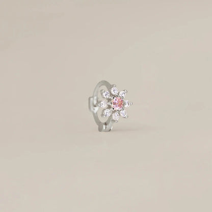 Brinco Flor Zircónia em Aço Inoxidável