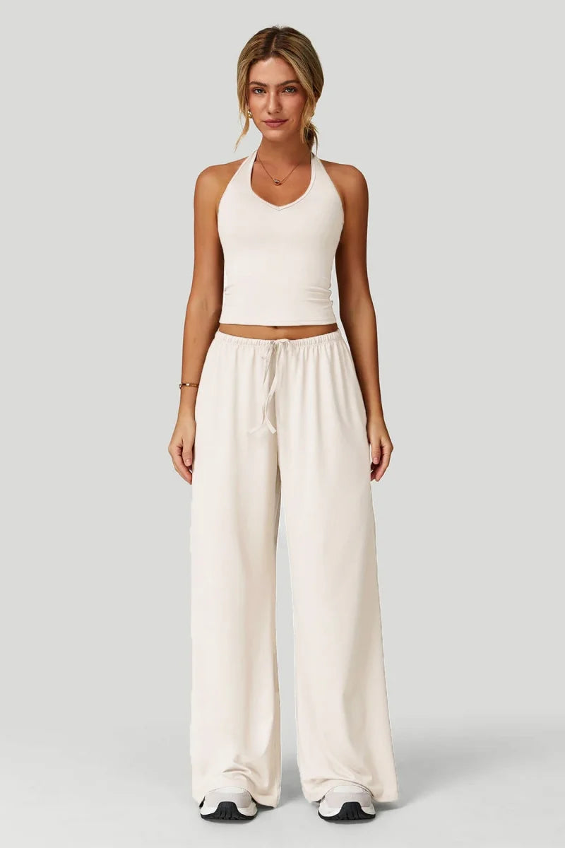 Conjunto 2 Peças Top Cropped + Calças Largas