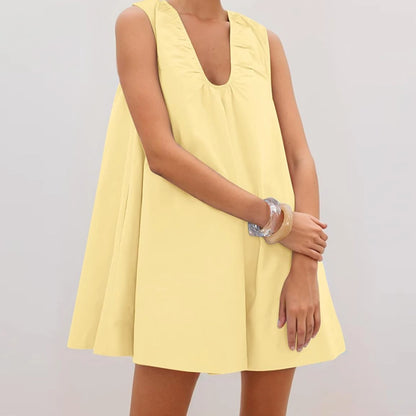 Vestido Mini Babydoll sem Mangas