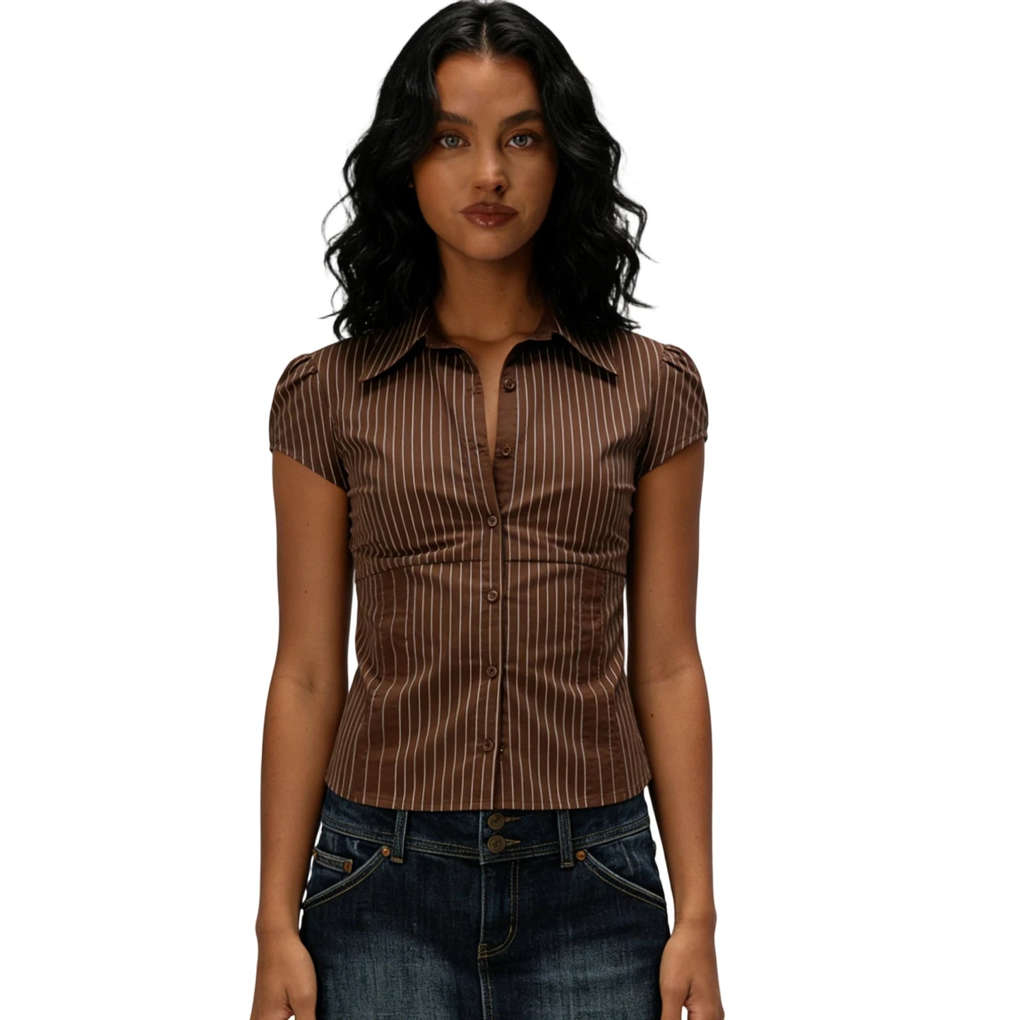 Camisa com Botões Manga Curta Y2K