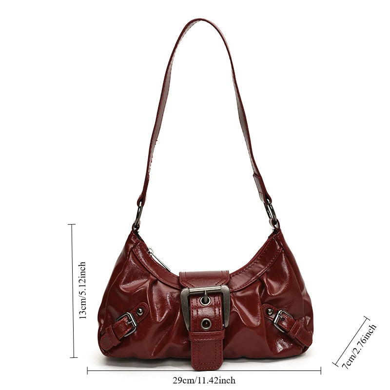 2025 Spring Hot Selling Maillard Style Retro Style Small Bag Spicy Girl Y2K Wasteland Style Vintage Leather Shoulder Armpit Bag
