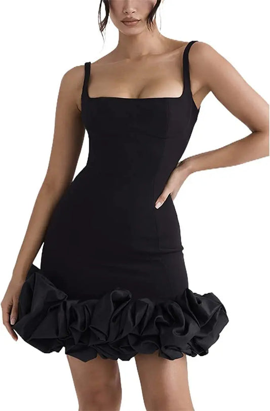 Vestido Mini Bodycon Bubble com Alças Finas