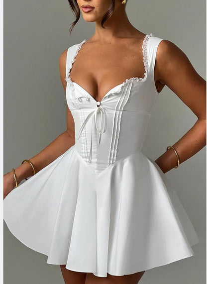 Vestido de Festa Mini Linha A | Corpete Sem Mangas para Ocasiões Especiais