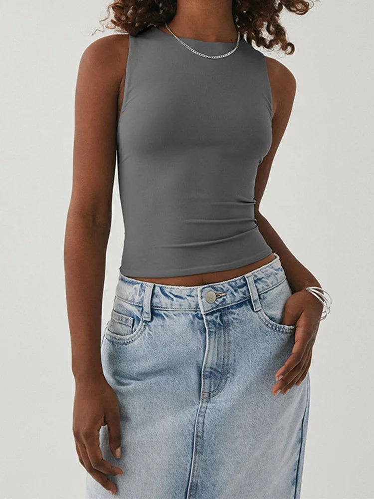 Top Sem Mangas Ajustado Racerback
