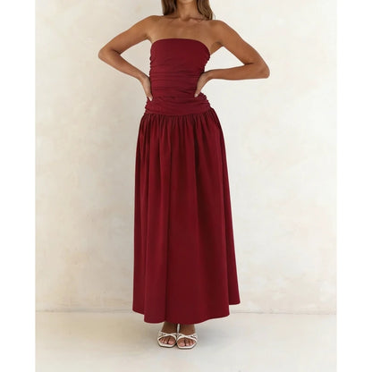 Vestido Maxi Sem Alças Estilo Vintage