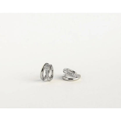 Argolas Huggie Banhadas a Ouro 14K com Diamantes | Estilo Minimalista Luxo | Mulher