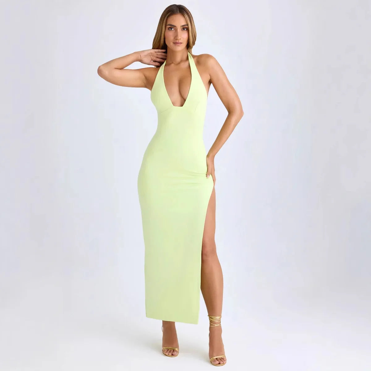 Vestido Midi Slim Fit Frente Única