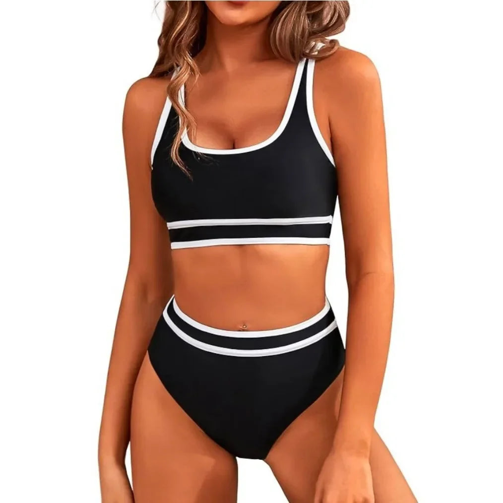 Biquíni Desportivo Cintura Alta Colorblock