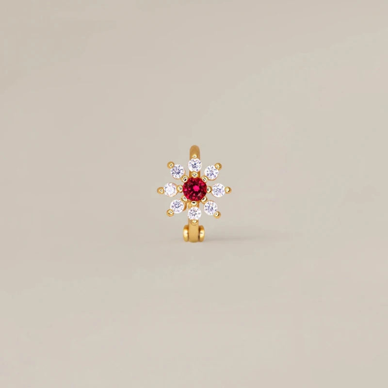 Brinco Flor Zircónia em Aço Inoxidável