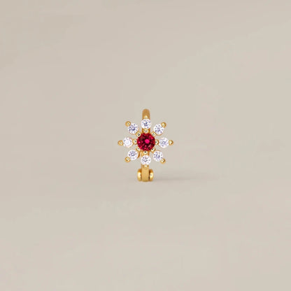 Brinco Flor Zircónia em Aço Inoxidável