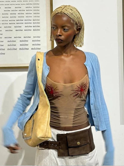 Top Camisole Y2K com Estampa Solar