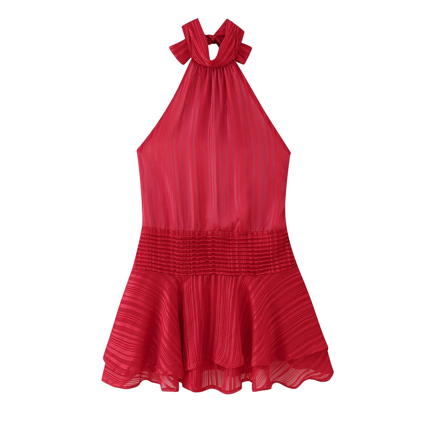 Vestido Mini Chiffon Halter com Costas Abertas