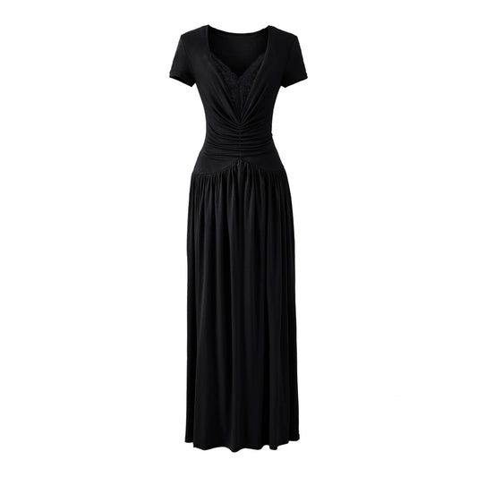 Vestido Maxi Linha A com Renda