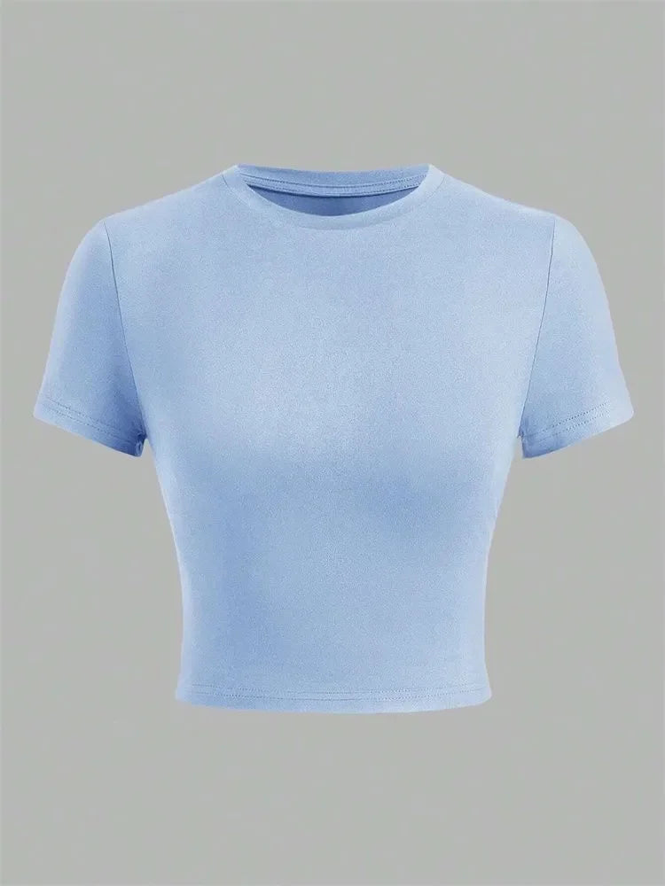 T-Shirt Cropped Básica Manga Curta
