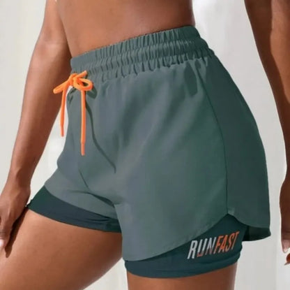 Calções de Corrida Cintura Alta com Cordão